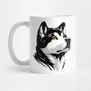 Stunning and Cool Akita Monochrome and Gold Portrait for Father's Day Mug